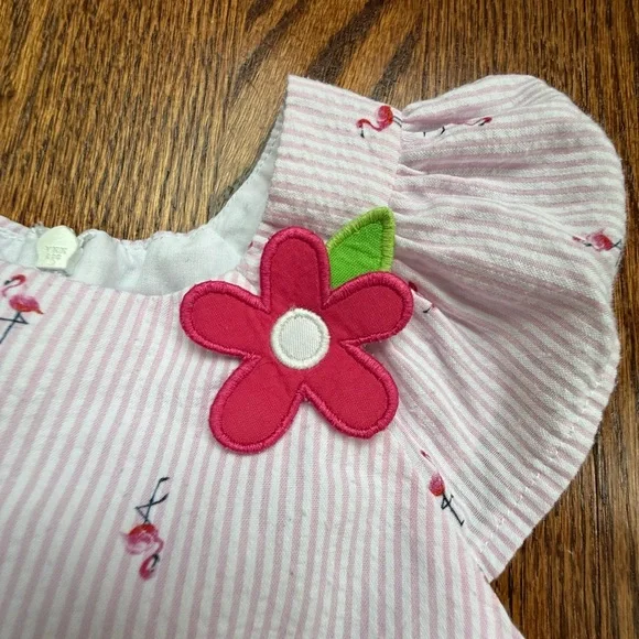 Florence Eiseman Seersucker Flamingo Print Dress 4T - Picture 3 of 9